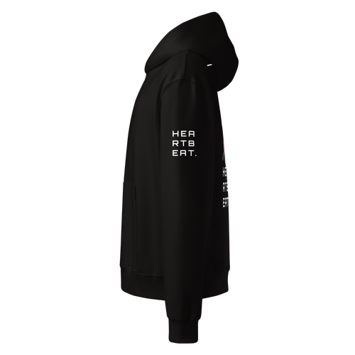 zwarte oversized hoodie Heartbeat linkerzijaanzicht | black oversized hoodie Heartbeat left side view | ImPerfect wear