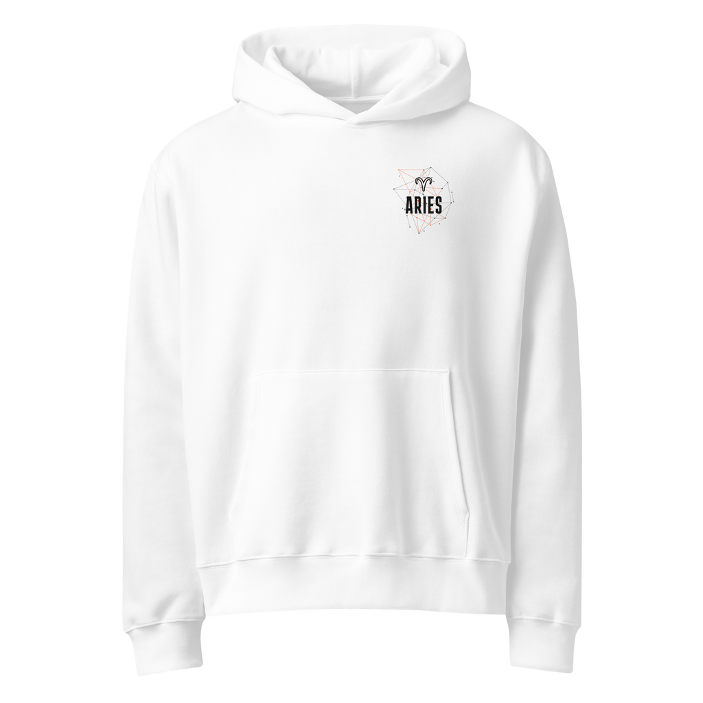 witte limited oversized hoodie sterrenbeeld Ram voorkant | white limited oversized hoodie zodiac aries front | ImPerfect wear