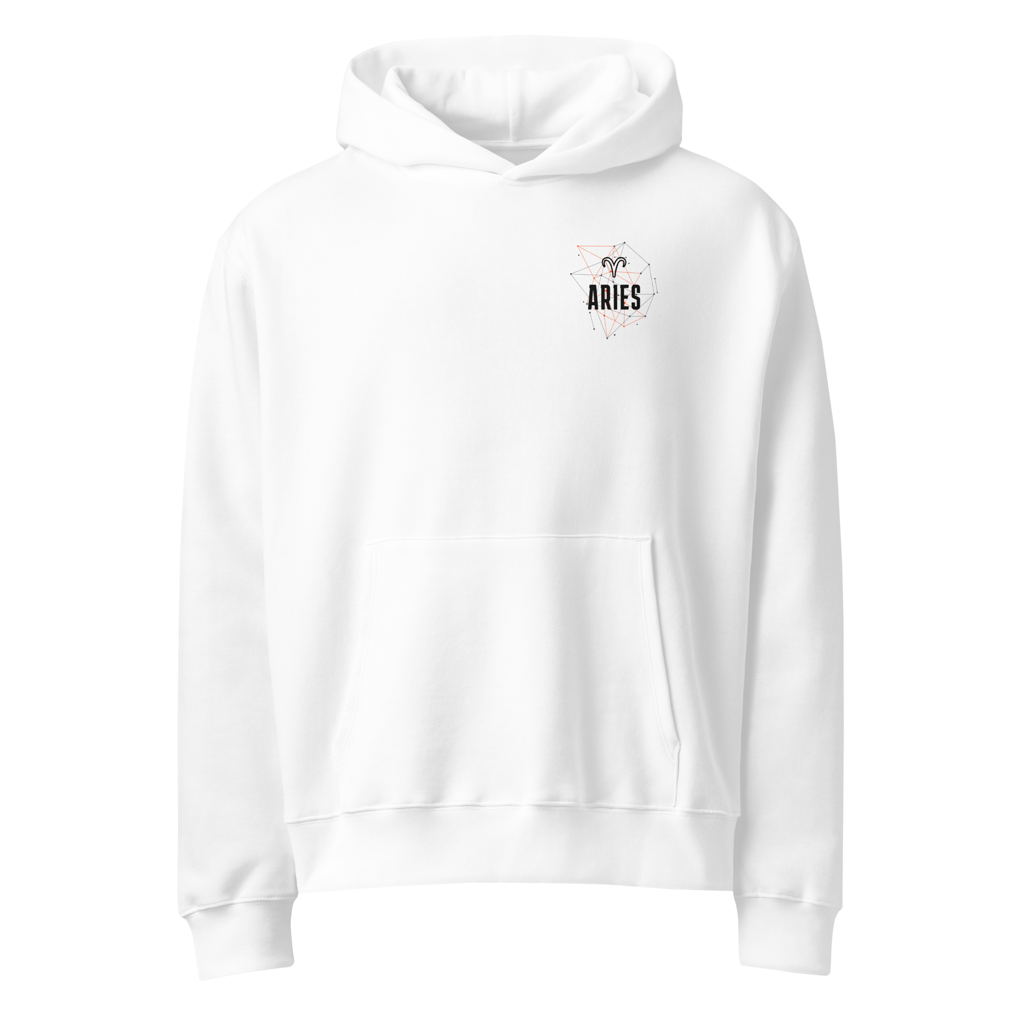 witte limited oversized hoodie sterrenbeeld Ram voorkant | white limited oversized hoodie zodiac aries front | ImPerfect wear