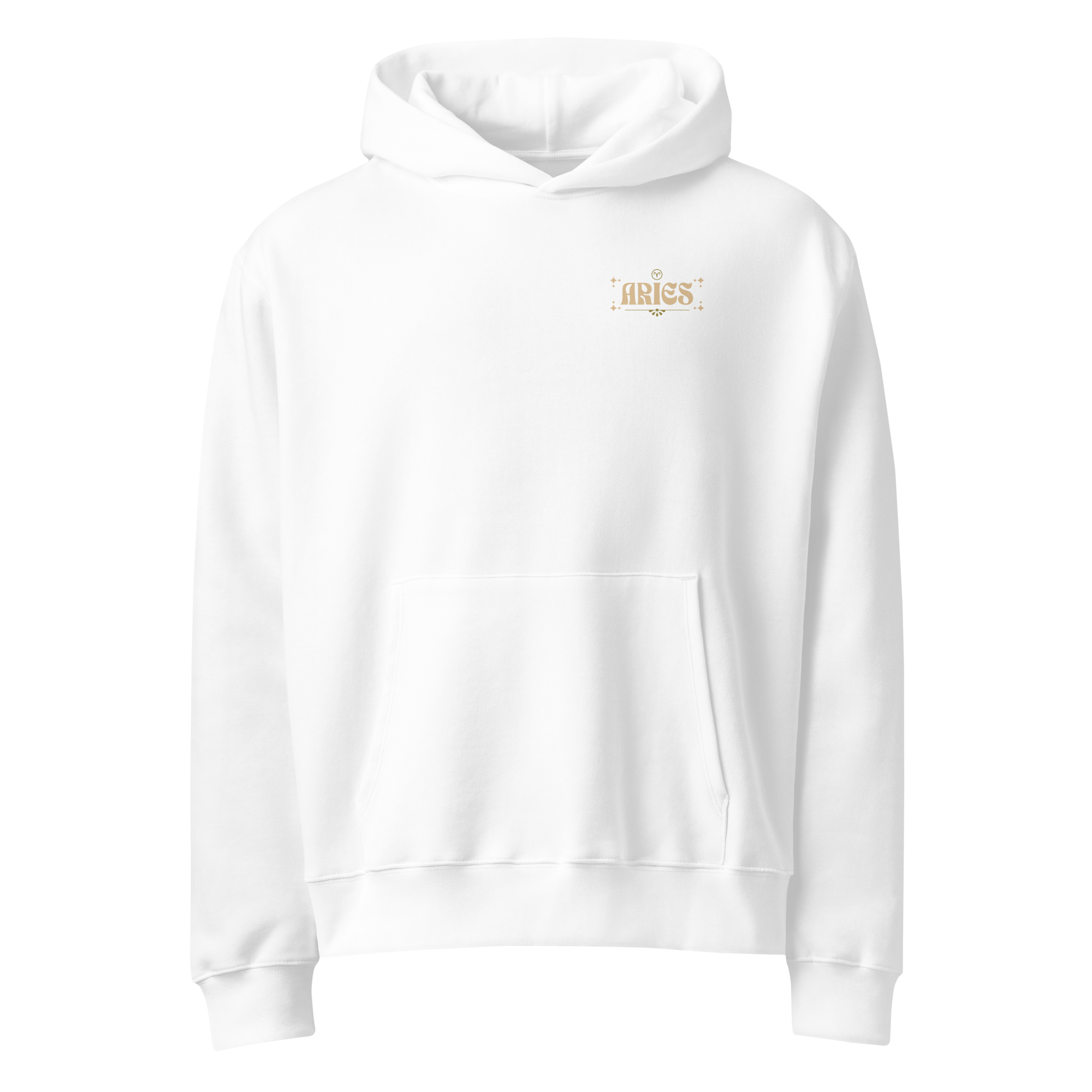 witte limited oversized hoodie sterrenbeeld Ram voorkant | white limited oversized hoodie zodiac aries front | ImPerfect wear